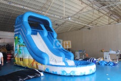 Inflatable swimming pool with slide