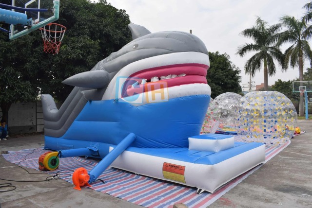 Inflatable pool slides for inground pools