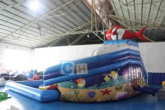 Giant inflatable pool slide