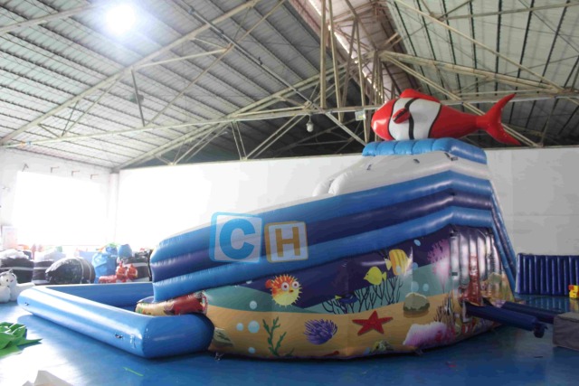 Giant inflatable pool slide