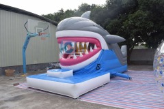 Inflatable pool slides for inground pools