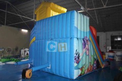 Pool with inflatable slide