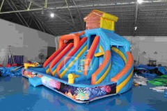 Pool with inflatable slide