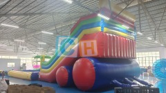 Large inflatable pool with slide
