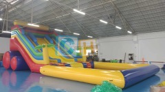 Large inflatable pool with slide