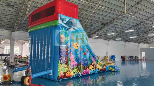Backyard inflatable water slide