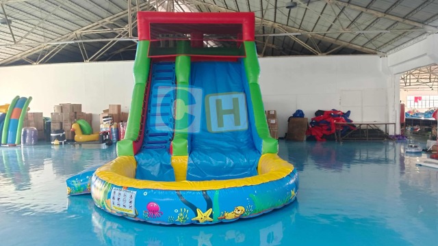 Backyard inflatable water slide
