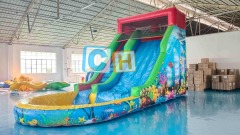 Backyard inflatable water slide