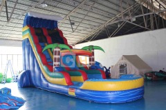 Inflatable swimming pool and slide