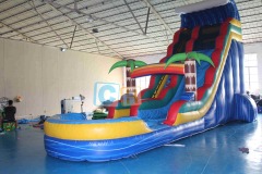 Inflatable swimming pool and slide
