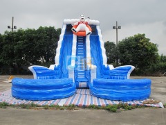 Inflatable bounce house with water slide