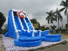 Inflatable bounce house with water slide