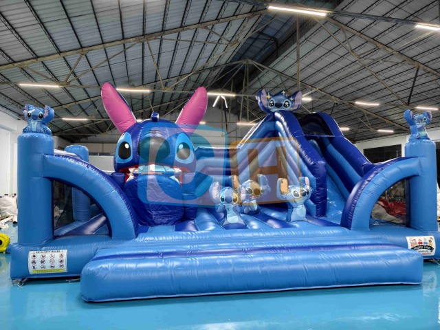 Large STICH Inflatable Bounce With Slide For Sale