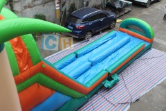 Inflatable water slide with blower