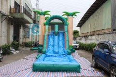Inflatable water slide with blower