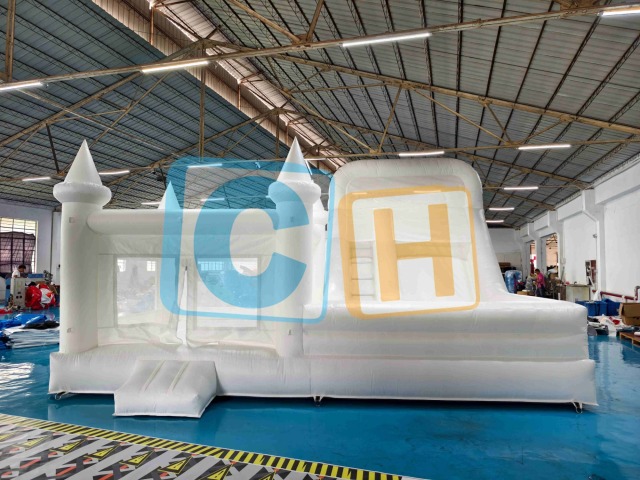 White Giant Inflatable Slide with Heavy Duty Wedding Bouncer