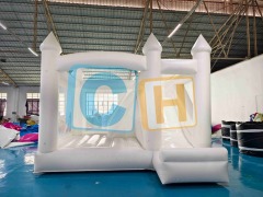 Wedding Castle Inflatable Slide Bouncer White Color