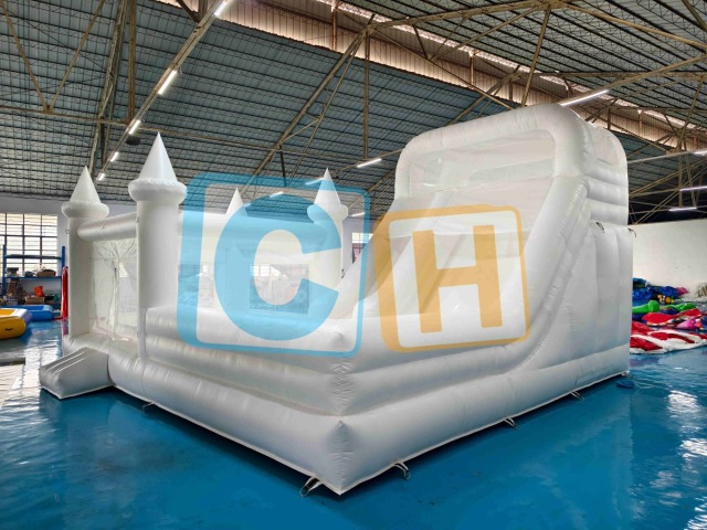 White Giant Inflatable Slide with Heavy Duty Wedding Bouncer