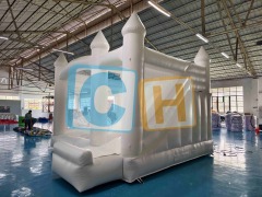 Wedding Castle Inflatable Slide Bouncer White Color