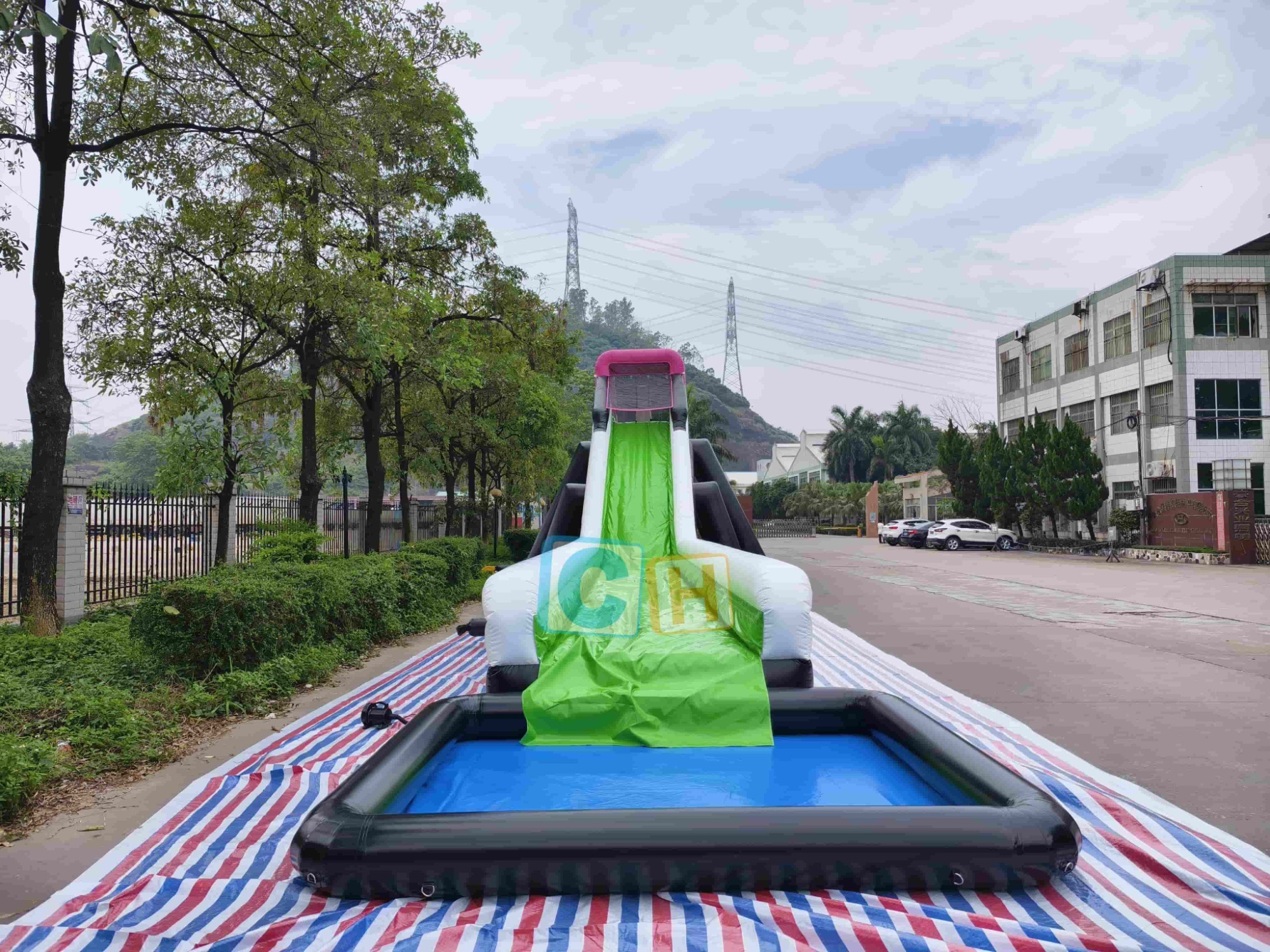 Giant inflatable water slide