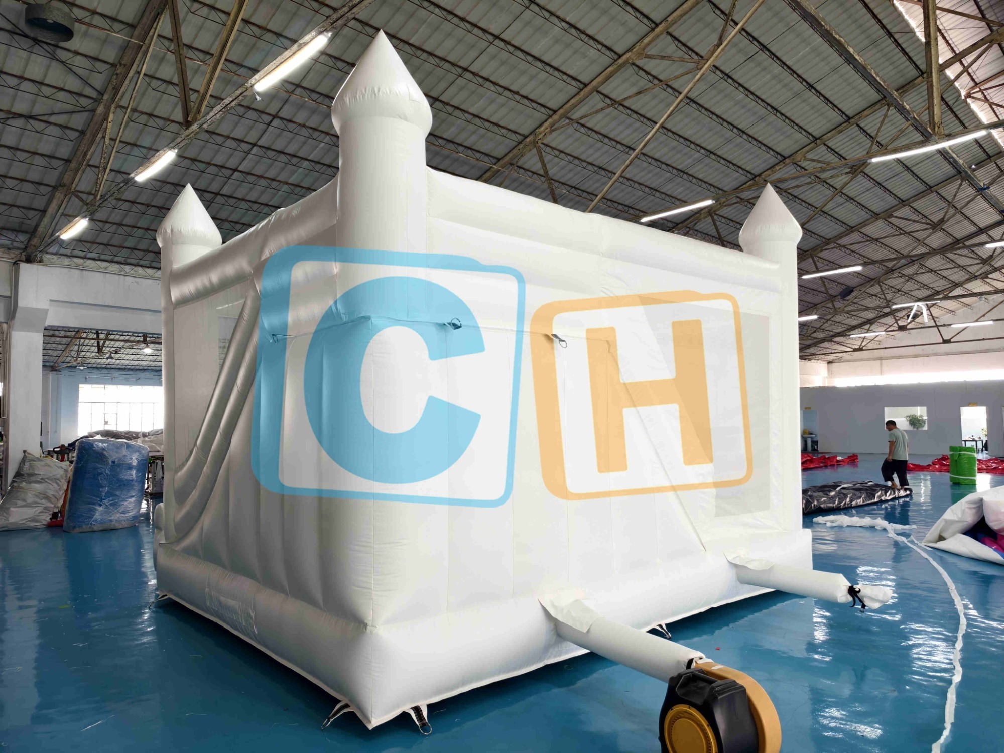 Wedding Castle Inflatable Slide Bouncer White Color