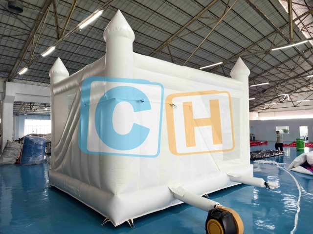 Wedding Castle Inflatable Slide Bouncer White Color