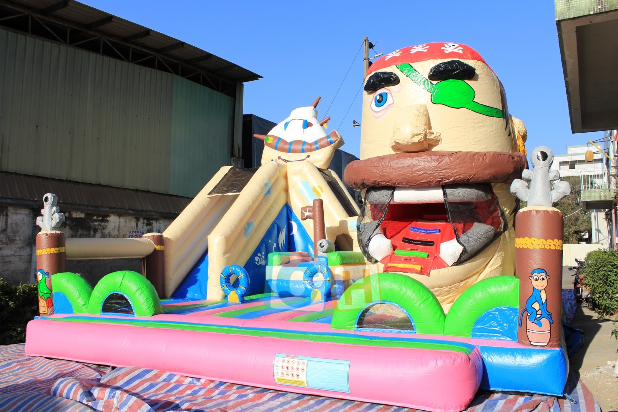 The playground inflatables combo dry slide