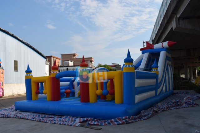 Rocket theme inflatable kids playground