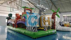 Jungle Theme Bouncy House With Slide