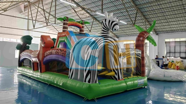 Jungle Theme Bouncy House With Slide