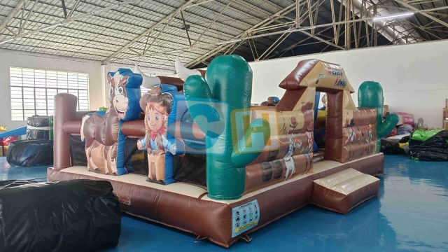 Cowboy Dry Bounce House With Slide