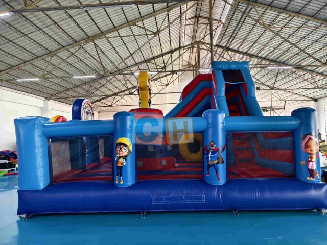 Inflatable indoor playground equipment with slide