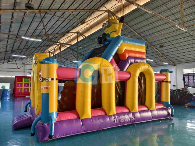 Indoor inflatable playground with bounce slide
