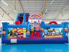 Inflatable indoor playground equipment with slide