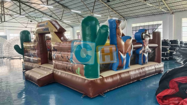 Cowboy Dry Bounce House With Slide