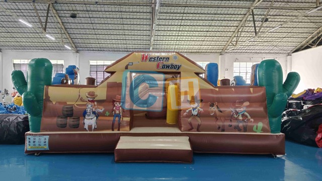 Cowboy Dry Bounce House With Slide