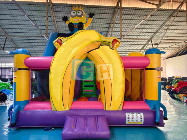 Indoor inflatable playground with bounce slide