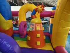 Indoor inflatable playground with bounce slide