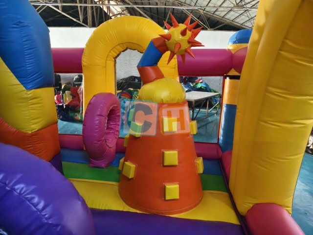 Indoor inflatable playground with bounce slide