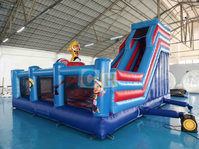 Inflatable indoor playground equipment with slide
