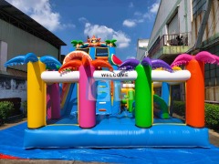 Forest theme inflatable fun city with bouncer