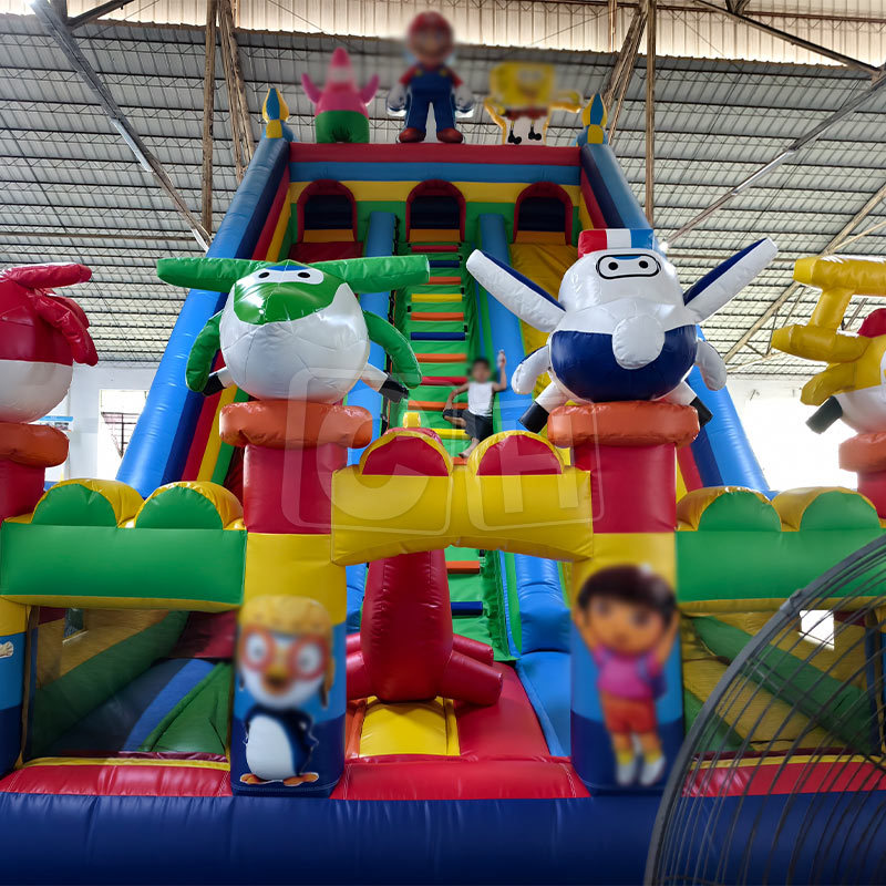Inflatable Cartoon Characters Dry Slide for Adult and Kids