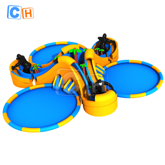 Shopping Mall Outdoor inflatable water park with three pool