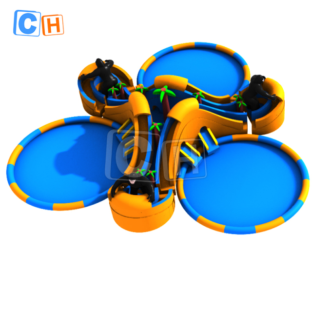 Shopping Mall Outdoor inflatable water park with three pool