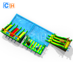 Jungle theme inflatable water park suitable for family activities