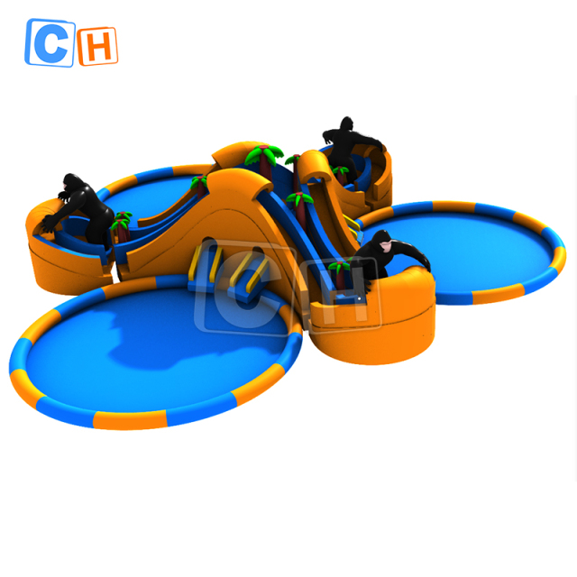 Shopping Mall Outdoor inflatable water park with three pool