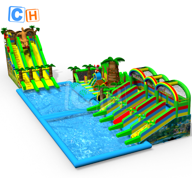 Jungle theme inflatable water park suitable for family activities