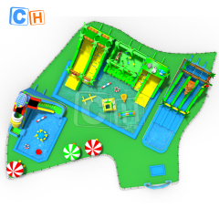 All-in-one ocean theme inflatable water park