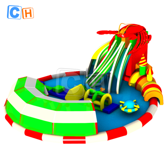Giant Prawn Shaped Inflatable Water Park with Slide
