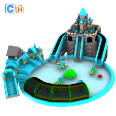 Adventure castle themed inflatable water park